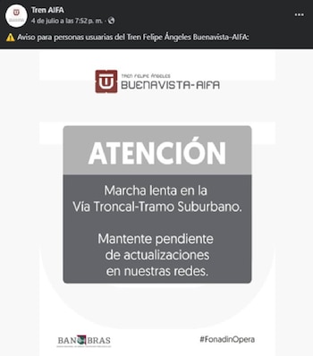 AIFA-Buenavista Tren AIFA atrasos 4 de julio