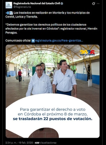 La Registraduría Nacional traslada 22