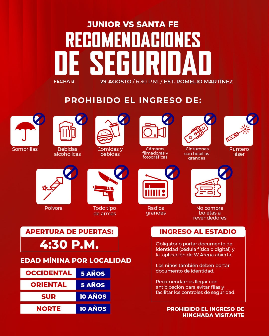 Los aficionados conocieron las recomendaciones de seguridad en el estadio Romelio Martínez para el partido Junior vs. Santa Fe - crédito Junior FC