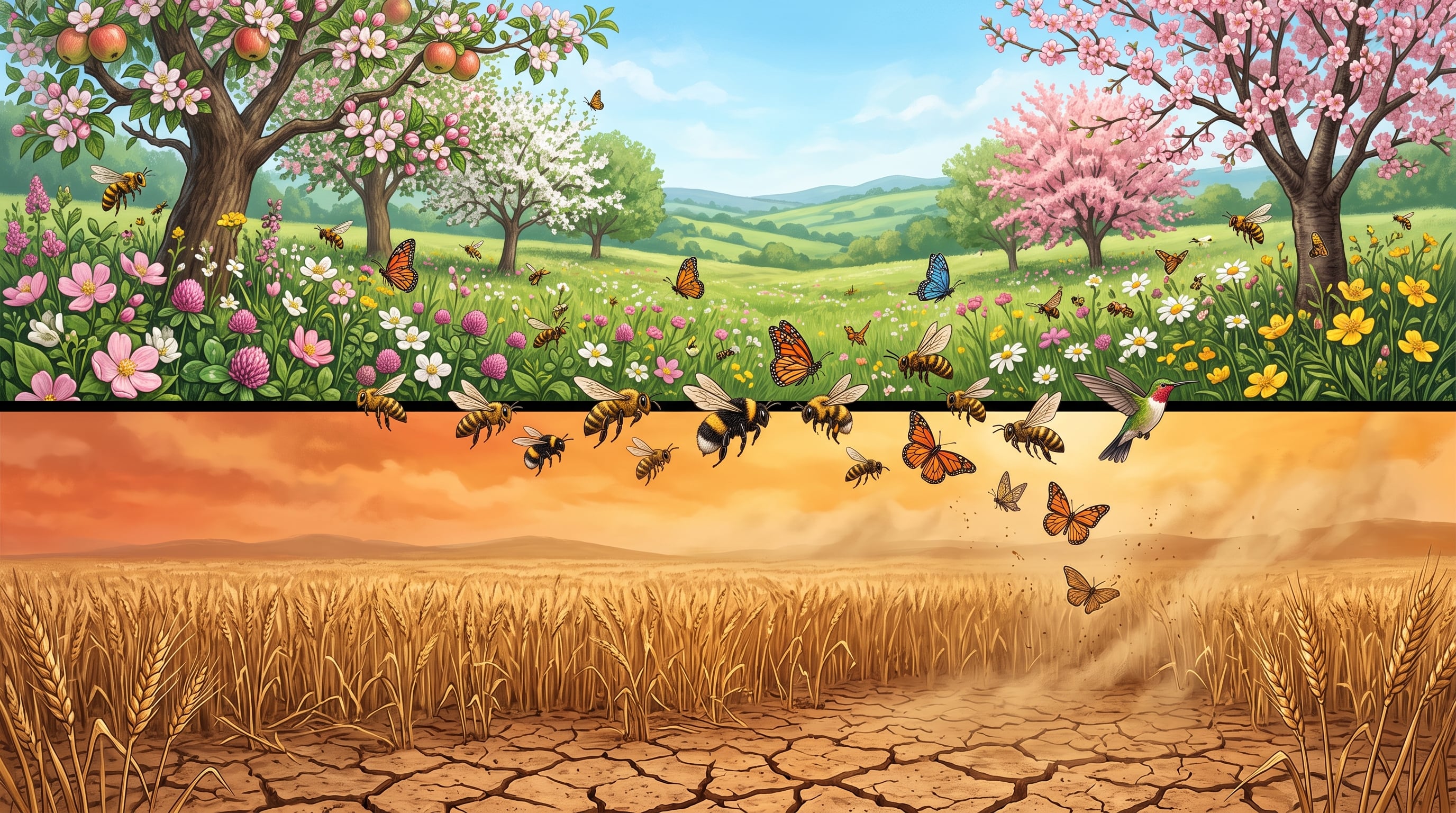 El calor provoca flores más pequeñas y menos atractivas para abejas, abejorros y otros insectos polinizadores. (Imagen Ilustrativa Infobae)