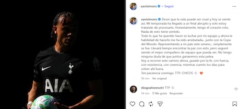 El posteo de Xavi Simons