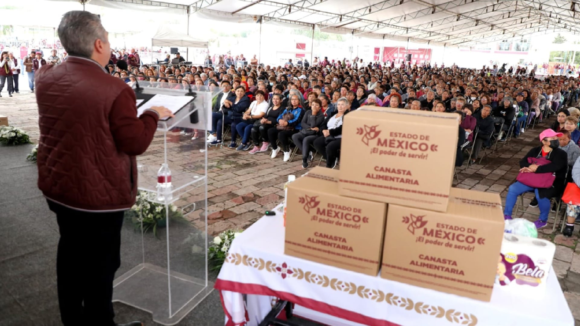 Entrega de canastas alimentarias del programa Alimentación del Bienestar en el municipio de Cuautitlán Izcalli (Gob. Edomex)