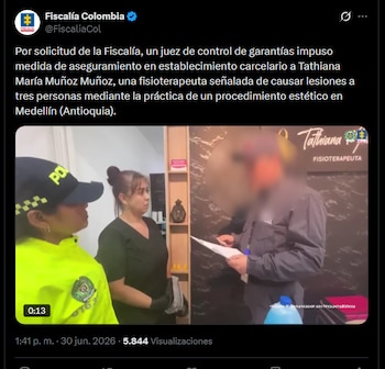 Ministério Público divulga detalhes da prisão de funcionária de academia – crédito @FiscaliaCol/X