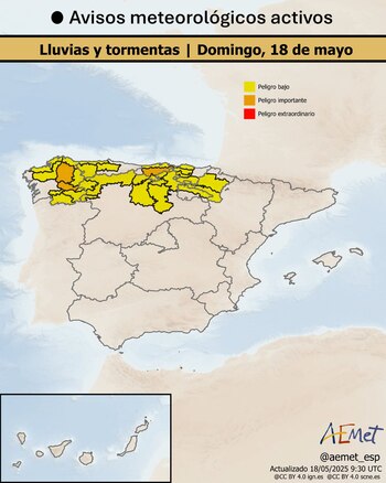 Mapa de avisos de la