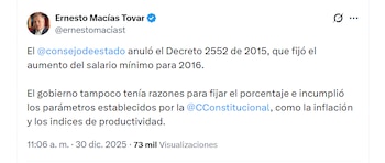 El exsenador Ernesto Macías sostiene