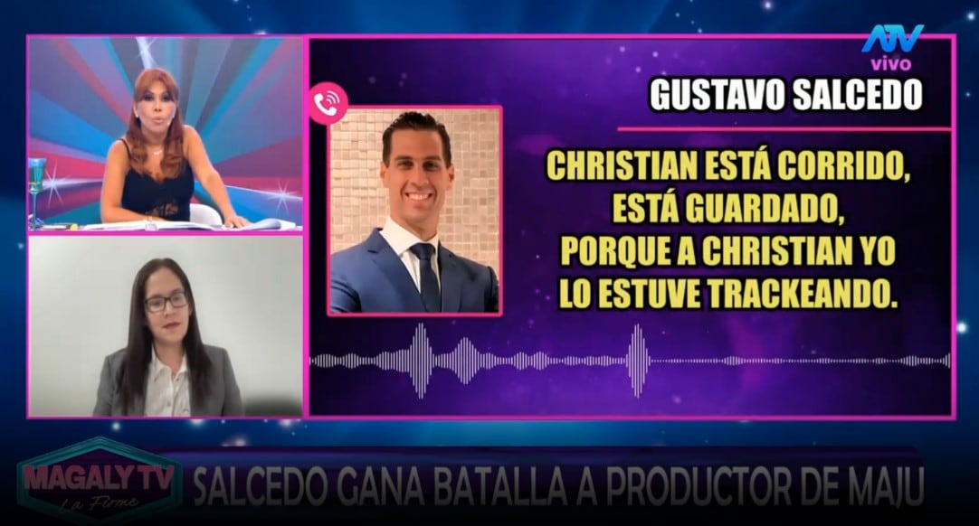 Gustavo Salcedo habría hablado de GPS y seguimiento a Christian Rodríguez en audio difundido por Magaly Medina. Captura: Magaly TV La Firme.
