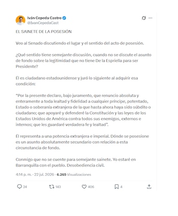 Iván Cepeda se despachó contra Abelardo de la Espriella