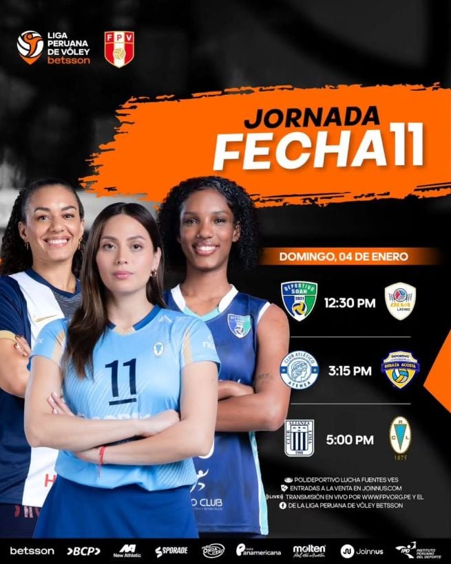 Fixture de la primera jornada de la última fecha de la primera fase de la Liga peruana de vóley
