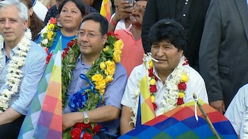Evo Morales y Luis Arce,