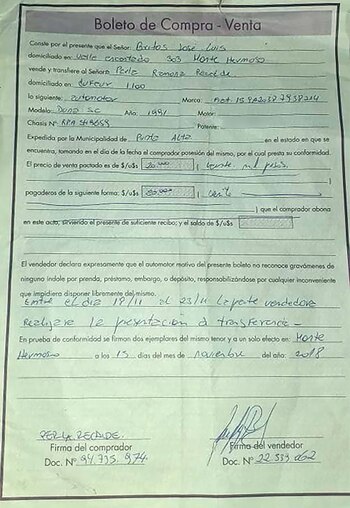 El Boleto de compra-venta del