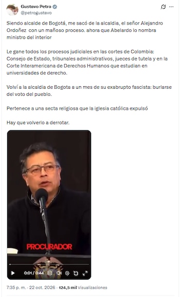 Gustavo Petro habló sobre Alejandro Ordóñez y su llegada al Ministerio del Interior