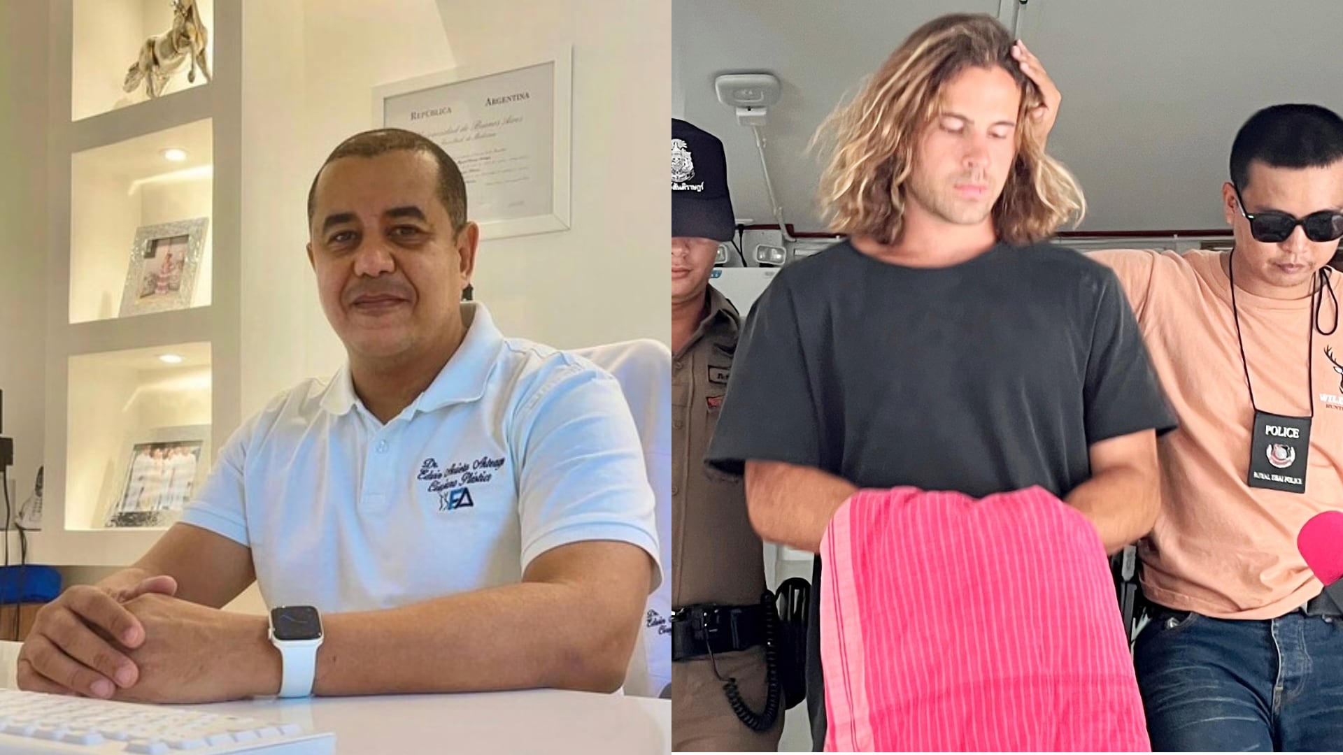 Daniel Sancho asesinó a Edwin Arrieta en Tailandia. (Dr. Edwin Arrieta Arteaga/Facebook/Somkeat Ruksaman/EFE)