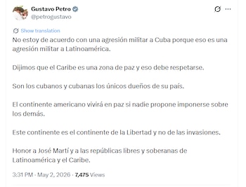 El mandatario colombiano reiteró que el Caribe debe ser respetado como zona de paz y enfatizó que la soberanía de la isla corresponde exclusivamente al pueblo cubano - crédito petrogustavo/X