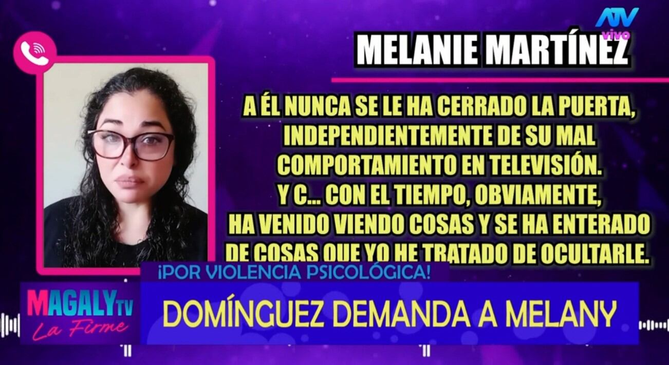 Melanie Martínez se defiende: “Yo no tengo nada que ocultar, solo he querido proteger a mi hija”. Infobae Perú / Captura TV - Magaly TV La Firme