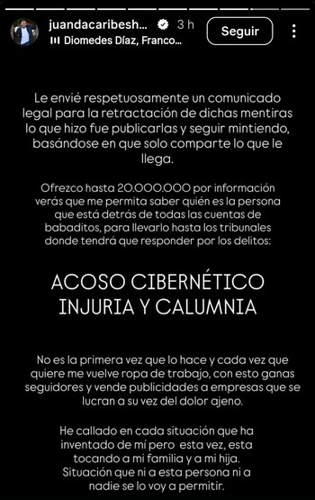 Juanda Caribe denunció acoso cibernético