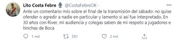 Las disculpas de Costa Febre