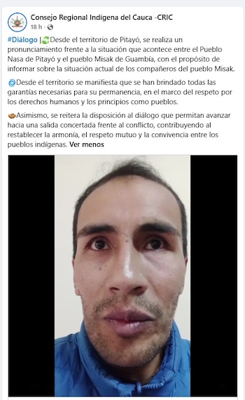 crédito Consejo Regional Indígena del Cauca -CRIC / Facebook
