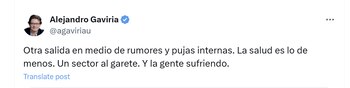 El exministro Alejandro Gaviria criticó la salida de Luis Carlos Leal por impacto en el sector de la salud - crédito @agaviriau/X
