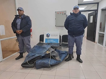 La lona color azul que