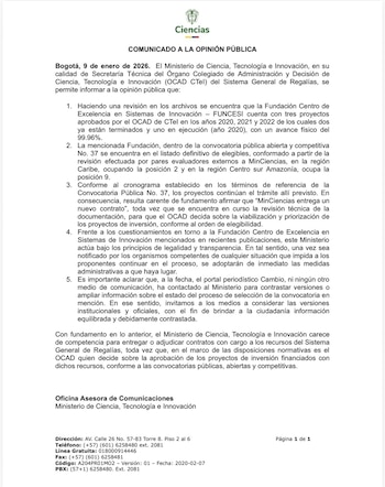 MinCiencias reafirmó su compromiso con