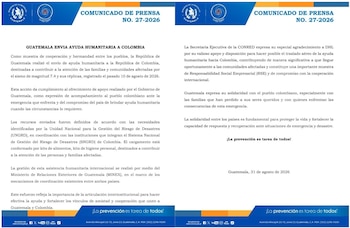 En medio de una de las emergencias naturales más graves que ha enfrentado el país, Guatemala respondió con un cargamento de casi 24 toneladas de ayuda para las familias que lo perdieron todo - crédito @GuatemalaGob/X