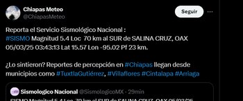 Sismo se siente en Chiapas.