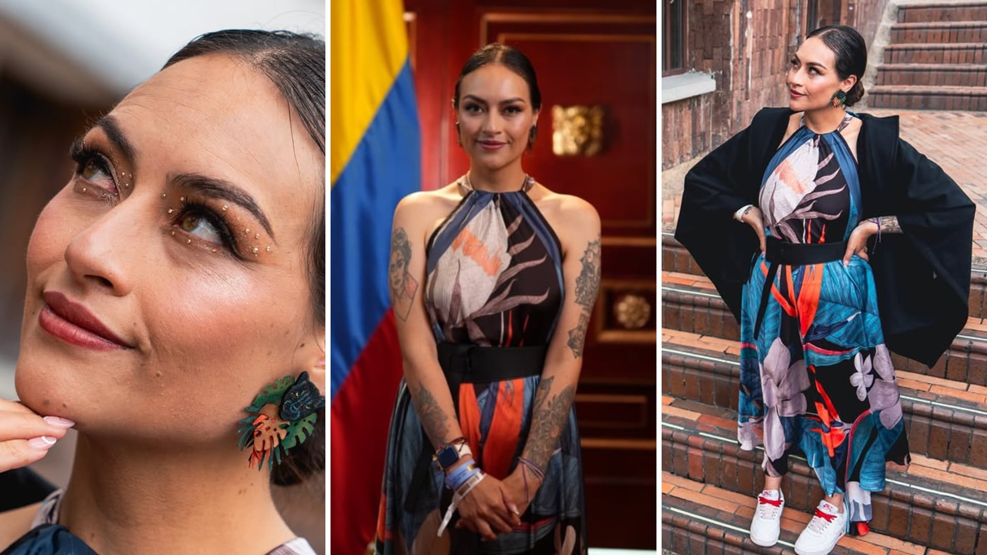 Laura Beltrán, conocida como Lalis, debutó como representante a la Cámara con un vestido estampado, tenis blancos y accesorios artesanales inspirados en la figura de un jaguar - crédito @smilelalis/Instagram