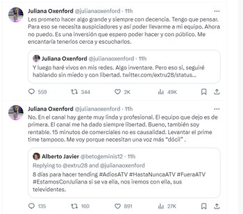 Juliana Oxenford responde a sus