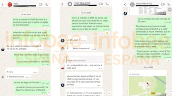 Capturas de las conversaciones internas de Emergencias el día de la DANA (Infobae España)