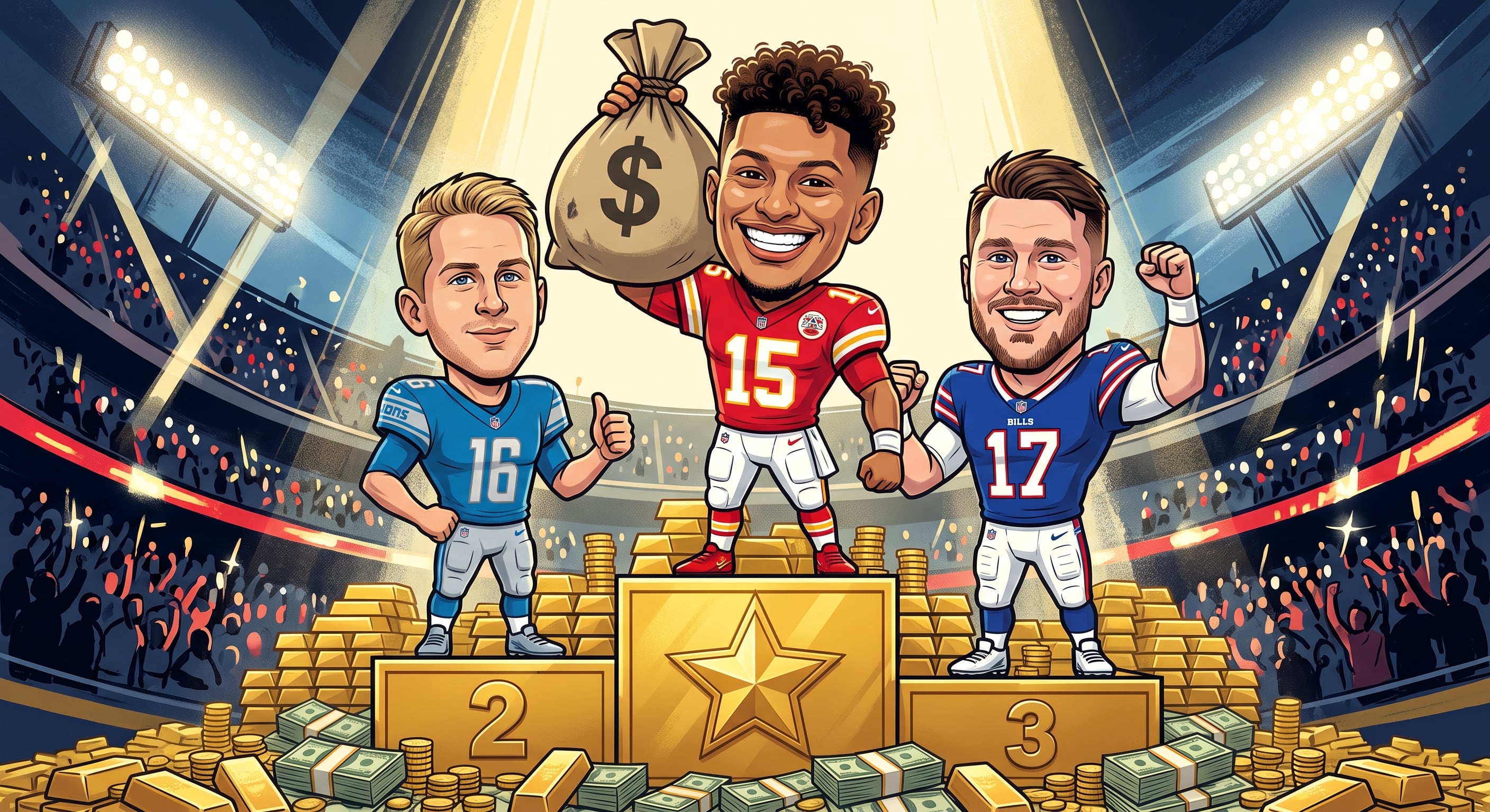 La lista de Forbes de los jugadores mejor pagados de la NFL en 2026 reúne a diez mariscales de campo con ingresos por 598 millones de dólares antes de impuestos y comisiones (Imagen Ilustrativa Infobae)