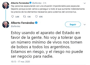 Alberto Fernández criticó la especulación