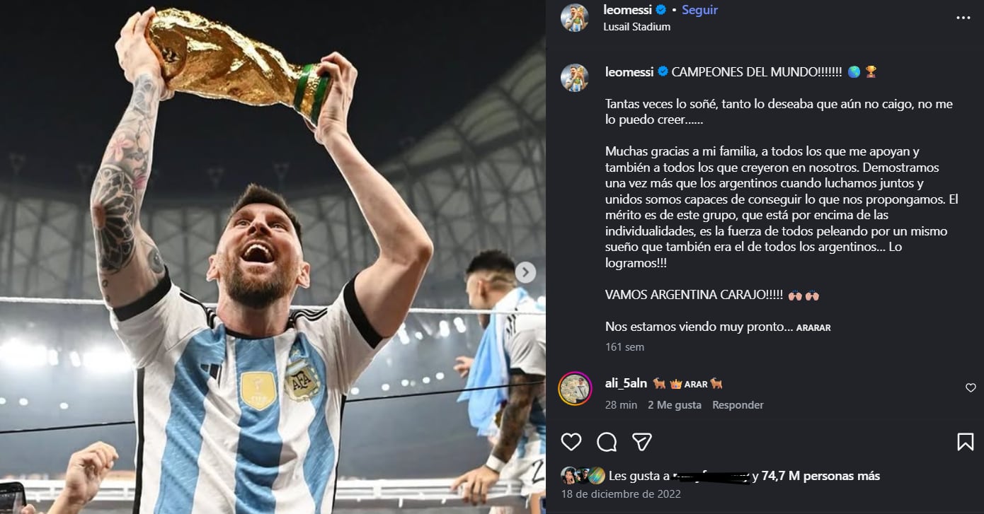 Lionel Messi cuenta con la publicación con más