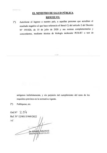 Uruguay permitirá el ingreso al