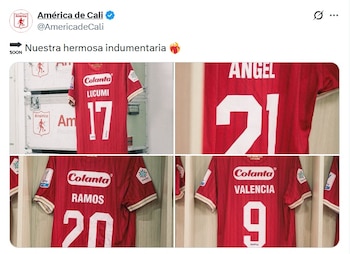 Tomás Ángel é um componente-chave da linha avançada do América - crédito @americadecali/x