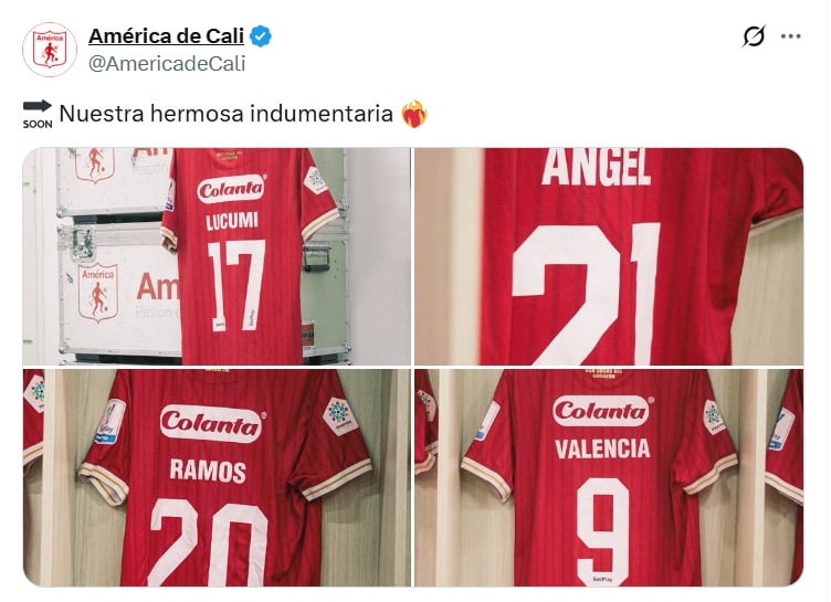 Tomás Ángel es pieza clave de la delantera del América - crédito @americadecali/x