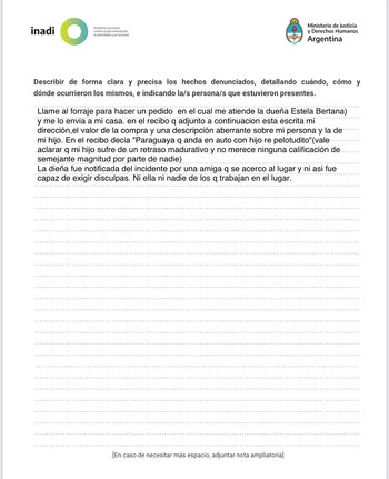 La denuncia ante el INADI