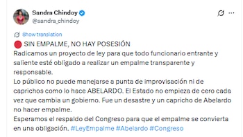 La senadora progresista afirmó que el ingreso del Gobierno De la Espriella "fue un desastre" tras realizar un empalme técnico sin el expresidente Petro - crédito @sandra_chindoy/X