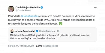 Periodistas cuestionaron al ministro Rojas por la crisis de financiación en el Icetex y él respondió - crédito @DanielRMed/X