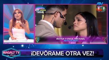 Magaly Medina analiza el beso de Paul Michael y Raiza Ortiz y cuestiona sus explicaciones: “¿Quién se les va a creer?”. Captura: Magaly TV La Firme.