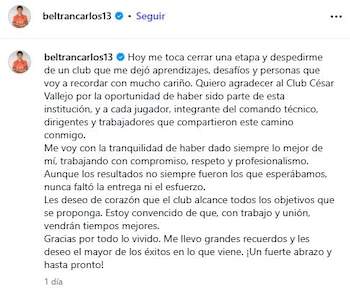 Carlos Beltrán – César Vallejo – Liga 2 – Perú – deportes - 30 junio