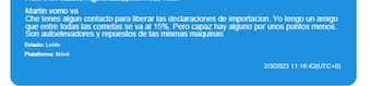 Captura de conversación en causa judicial a Martín Migueles