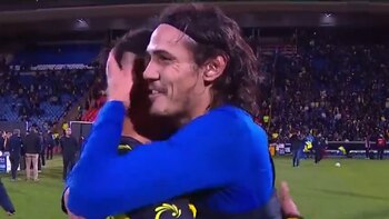 El gesto de Cavani con un juvenil que debutó en la Primera de Almirante ante Boca: su reacción cuando el uruguayo le pidió su camiseta