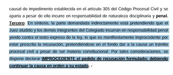 Rechazan recusación del Congreso