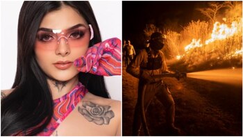 Un bombero trabaja para contener