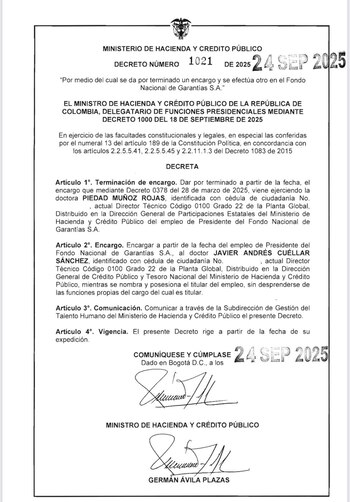 El Ministerio de Hacienda oficializó