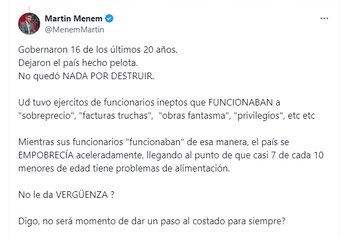 La respuesta de Martín Menem