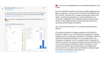 La auditoría ciudadana Busca Secop se encargó de revisar minuciosamente el contrato - crédito @BuscaSecop/X