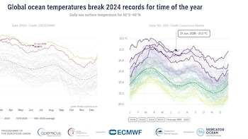 Las temperaturas diarias de la superficie del mar a nivel mundial baten récords para la época del año, según Copernicus