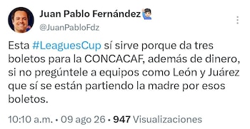 Juan Pablo Fernández, hijo del reconocido periodista José Ramón Fernández, defendió el torneo de la Leagues Cup y señaló que sí les sirve a los equipos que participan (captura de pantalla)