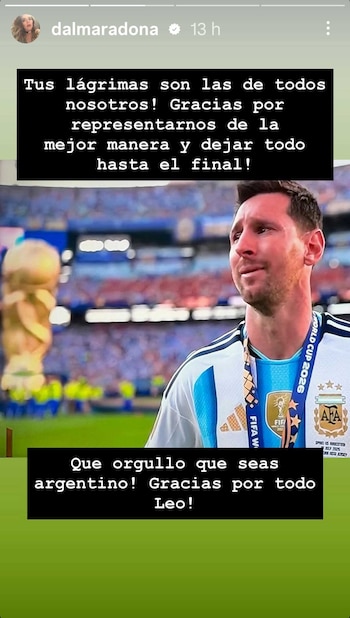 Dalma Maradona subió posteos sobre la Final del Mundial y le dedicó palabras a Messi